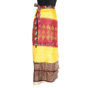 Fabulous Two Layered Reversible Silk Sari Magic Long <b>Wrap</b> <b>Skirts</b> Women Wear Vintage Silk Sari Long Length <b>Wrap</b> Around <b>Skirt</b> - Product Image 6