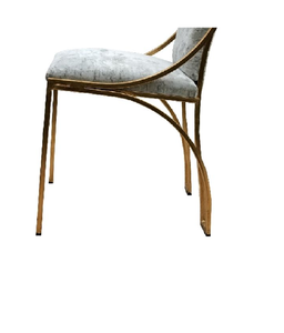 Most Selling Nordic Style Handmade Durable Metal Iron Square Rod Welded Frame Stand Gold White Velvet Fabric Outdoor Chair - Product Image 4