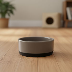 Comedero de cerámica con base de goma de 0.4 L, gris, para perros y gatos - Product Image 3