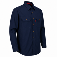 Camisa de Trabajo Unisex Azul Marino 2026, 100% Algodón FR, Manga Larga, para la Industria de Soldadura, con Bolsillos en el Pecho, Transpirable, Corte Regular