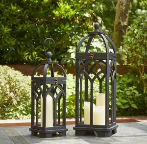 Black Wood <b>Candle</b> Lanterns <b>Gothic</b> Arch Pillar Holder Farmhouse Decorative Tabletop Lanterns for Home Decor Lighting - Product Image 2