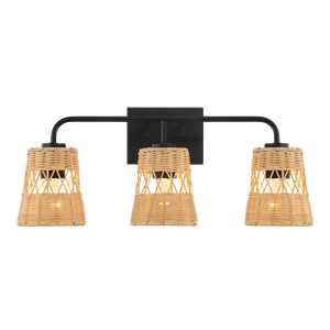 Applique da Parete a Tre Luci Moonlit con Paralume in Rattan per Specchio da Bagno - Product Image 2