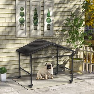 Cuccia Portatile da Esterno in Vimini per Cani con Chiusura a Bottone, Marrone Scuro, Taglia XXL per Cani di Piccola e Media Taglia e Pappagalli - Product Image 2
