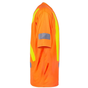 High Visibility <b>Orange</b> Reflective Safety Shirt Men Short Sleeve Workwear Quick Dry Polyester Casual Summer Top - Product Image 2