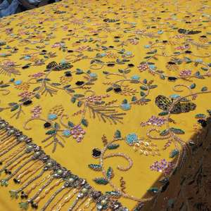 Tela de encaje de malla con bordado de flores 3D de alta calidad, con cuentas, al por mayor, tul cosido a mano para prendas de mujer y vestidos de noche - Product Image 5