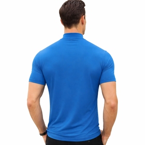 T-shirt en coton à col montant pour homme, coupe ajustée, col haut, décontracté, service OEM personnalisé, tissu léger et durable. - Product Image 2
