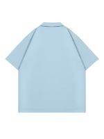 Men's Light Blue Polo Shirt Set Solid Color Knitted Cotton Breathable Short Sleeve Casual Summer Wear Customizable
