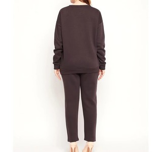 Conjunto Deportivo Informal para Mujer, Invierno, Color Sólido, 100% Algodón, Transpirable, de Secado Rápido, Ajuste Cómodo, 350 g/m², Conjunto Deportivo de Alta Calidad - Product Image 3