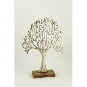 Handcrafted Silver Polished <b>Tree</b> of Life Sculpture for Modern Home Decoration Art Deco Metal Handicraft <b>Tabletop</b> for Living Room - Product Image 2