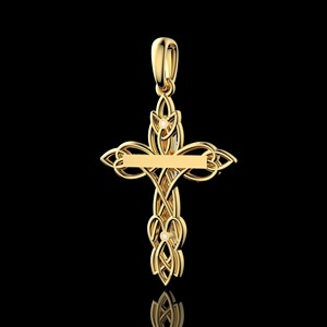 Moissanite Cross <b>Necklace</b> with Lab Grown Diamond <b>Necklace</b> Christian Jewelry Faith Pendant in 925 <b>Silver</b> & 14K Gold Diamond - Product Image 1