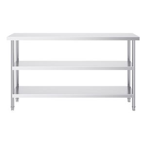 Tavolo da Lavoro per Cucina Commerciale Certificato NSF 14 X 60 X 34 Pollici in Acciaio Inox con 2 Ripiani Inferiori Regolabili per Preparazione Alimenti - Product Image 1