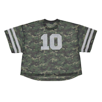 Maillots de football américain rétro personnalisés en sérigraphie, camouflage, coupe oversize, courts, en maille respirante, pour l'été