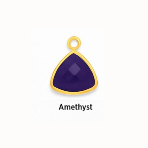 Colgante de Gema de Amatista Facetada Triangular con Bisel Chapado en Oro Rosa, Componente de Joyería Hecho a Mano con Piedra de Nacimiento, Base de Plata Esterlina - Product Image 1