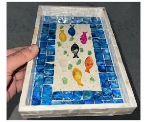 Bandeja Organizadora de Ratán de Grado de Exportación con Madreperla, Origen Vietnam - Bandeja de Almacenamiento Hecha a Mano para Uso Interior - Product Image 1