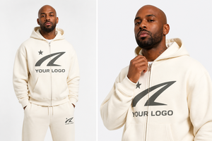 Custom Logo Men's Plain Zip Hoodie & Jogger Sweatpants Tracksuit <b>Set</b> Heavyweight Fleece All Colors Available - Product Image 2