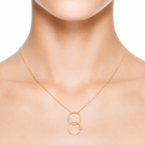 Colgante de Lujo con Doble Círculo Entrelazado de Diamantes Cultivados en Laboratorio, Regalo de Boda o Compromiso, Oro 10K 14K 18K, Plata de Ley 925 935 - Product Image 4