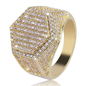 Gold Color Moissanite <b>Ring</b> Geometric <b>Ice</b> Cube Band Statement Jewelry for Wedding Gift - Product Image 2