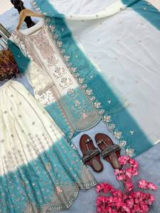Ladies A-Line Sharara suit Floral Satin for Lawn Fabric Indian Pakistani Style Wedding Diwali Winter Party Evening Dresses - Product Image 3