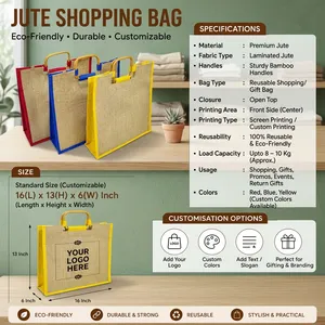 Bolsa de Compras de Yute de Primera Calidad para Compras, Regalos y Uso Promocional Disponible al Mejor Precio - Product Image 3