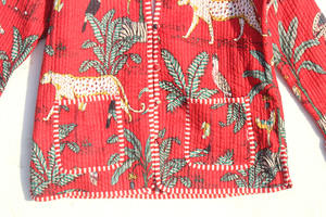 Veste matelassée réversible en coton faite à la main pour femme, manteau court 100 % coton avec imprimé bloc, veste matelassée pour femme - Product Image 3