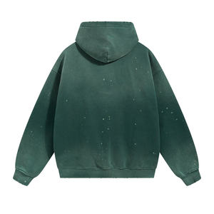 Sweat à capuche oversize en molleton de coton épais délavé effet vieilli pour homme – Style streetwear décontracté - Product Image 4