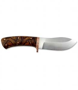 Couteau utilitaire robuste d'extérieur en acier forgé sur mesure avec manche en bois de burl tourbillonné et bolster en cuivre martelé - Product Image 4