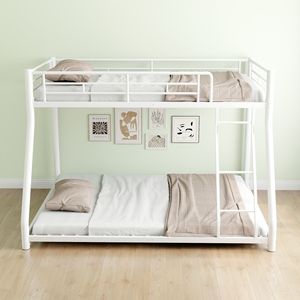 Lit superposé en métal robuste, taille double sur grand lit, avec escalier amovible et rangement de 12 pouces pour adolescents et adultes - Product Image 6