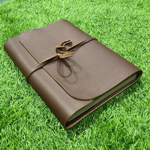 Couverture de carnet A5 en cuir de vache marron authentique, étui pour carnet de notes en cuir véritable tanné de qualité supérieure, accessoires de bureau professionnels - Product Image 3