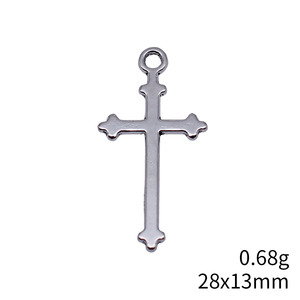 트레포일 팁 크로스 참 28x13mm 아연 합금 실버톤 슬림 십자가 펜던트 (묵주 제작용) - Product Image 5