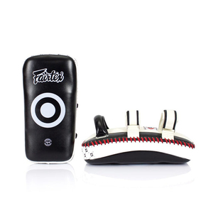 Pads de frappe incurvés professionnels Fairtex Black Standard en cuir véritable pour entraînement adulte MMA Muay Thai, cible de frappe - Product Image 2