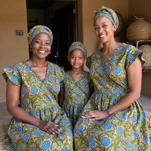 Robe portefeuille vert henné à manches flottantes pour femmes avec des artisans en tissu de coton respirant conçus pour un usage quotidien - Product Image 3