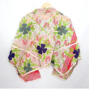 Beautiful Handmade 100% Cotton <b>Kantha</b> <b>Jacket</b> Mandarin Collar Full Sleeves Breathable Eco-Friendly All Season Fashionable Design - Product Image 6