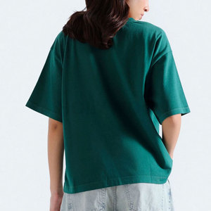 T-shirt en coton coupe ajustée à manches courtes, haut basique décontracté pour femme, en coton épais - Product Image 4
