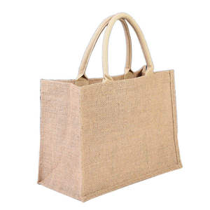 Sac de courses en jute taille moyenne avec poignée supérieure, réutilisable, pour les courses, couleur naturelle - Product Image 6