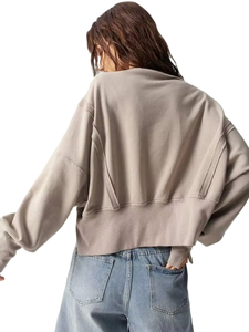 Custom Fashion Embroidery Logo <b>Crop</b> Streetwear Women Hot Fix Rhinestone <b>Top</b> Hoodies Design Casual French Terry Fit Pullover - Product Image 4