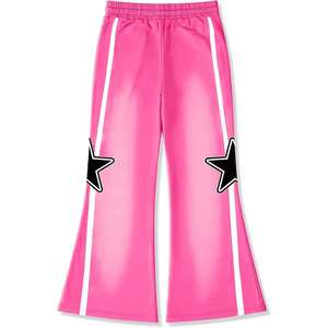 Pantalones Deportivos Rosa con Logo Personalizado, Estilo Y2K, Parches de Estrellas, Corte Holgado, Franjas Laterales, Pantalones Anchos de Chándal para Hombre - Product Image 6