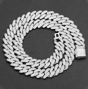 Chaîne cubaine 10 mm effet diamant de qualité supérieure, Moissanite VVS, Argent 925, Bijoux de mode sertis de pierres, Fournisseur indien - Product Image 2