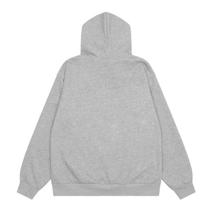 Sweat-shirt à capuche graphique personnalisé OEM pour homme, gris, col montant, avec fermeture éclair, imprimé, pull-over - Product Image 4