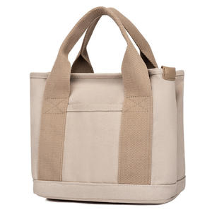 Premium <b>Mini</b> <b>Canvas</b> Tote Bag with Contrast Wide Straps Durable Small Handbag for Daily Lunch and Essentials - Product Image 5
