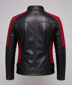 Blouson de motard en cuir véritable pour homme, fermeture éclair sur le devant, col rabattable, manches longues, séchage rapide, respirant, écologique, décontracté, pour moto - Product Image 5
