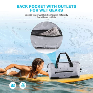 Canvas Duffle <b>Bag</b> for Travel Gym Sports Lightweight Waterproof 30-40L White Black Straps Zipper - Product Image 6