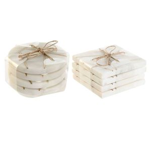 Ensemble de sous-verres en marbre bicolore au design créatif, très demandé, comprenant des tapis et supports décoratifs ronds et carrés en pierre pour événements variés - Product Image 1