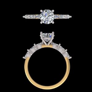 1.28ct Oval Diamond Cluster Engagement Ring 14k 18k Yellow Gold Marquise Side <b>Stones</b> Bridal Wedding Anniversary Custom Jewelry - Product Image 2