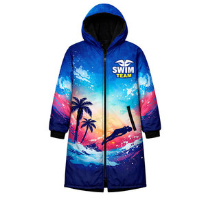 Luxury Swim Parka <b>Jacket</b> for <b>Men</b> and Women, Insulated <b>Long</b> Hooded Coat with Unique design Print, Perfect for Swimming - Product Image 1