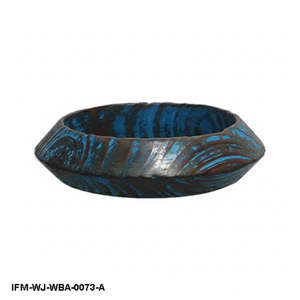 Bracelet en bois massif fait main, style ethnique tribal, patine bleue rustique peinte à la main, style antique - Product Image 1