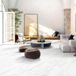 Carreaux de céramique polis super blancs de qualité supérieure, grand format 1200x1200, design moderne et élégant pour revêtement mural et de sol intérieur/extérieur - Product Image 2