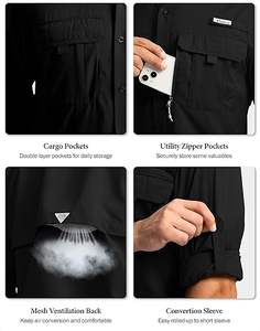 Camisas de Trabajo de Manga Larga para Hombre, de Alta Calidad, Impermeables, Resistentes al Viento, con Protección Solar UPF50+ y Bolsillos, Ideales para Viajes y Pesca - Product Image 5