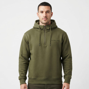 Hoodie surdimensionné de haute qualité, écologique, lourd, avec logo personnalisé sur le devant, pour homme, couleur olive. - Product Image 5