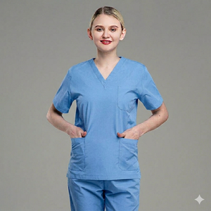 Twill cotton Stretchable <b>Scrub</b> <b>Tops</b> and trouser for Nurses Hospital Use ODM Supply - Product Image 4