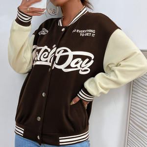 Nueva Chaqueta Universitaria de Invierno para Mujer 2026, de Gran Venta, con Parches, Hombros Caídos, Cuello Alto y Gráficos Impresos en Lona - Product Image 3